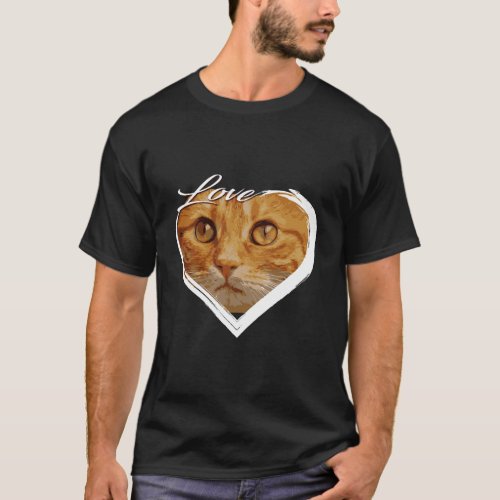 Love Orange Tabby Kitty Cat Lover T_Shirt