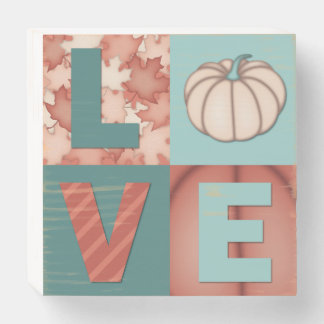 Love Orange Turquoise Fall Wooden Box Sign