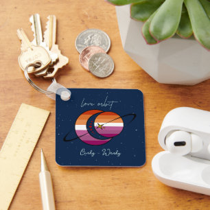 Love Orbit Universe Sun & Moon Sunset Lesbian Flag Keychain