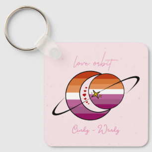 Love Orbit Universe Sun & Moon Sunset Lesbian Flag Keychain