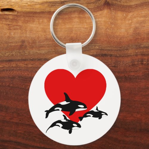 Love Orca Killer Whales Cool Marine Wildlife Keychain