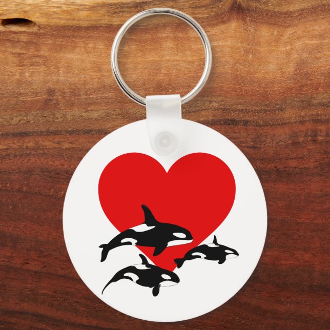 Love Orca Killer Whales Cool Marine Wildlife Keychain (Front)