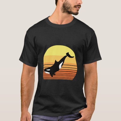 Love Orcas Killer Whale Vintage Retro Sun Themed T_Shirt