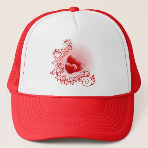 Love Ornamental Hearts Trucker Hat
