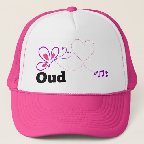 Love Oud Pink Purple Butterfly Heart Music Notes Trucker Hat