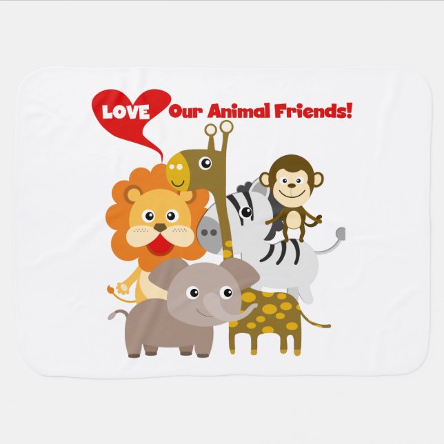 Love Our Animal Friends Receiving Blanket (Horizontal)