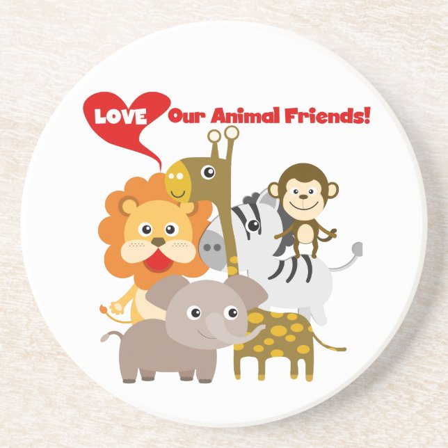 Love Our Animal Friends Sandstone Coaster (Front)