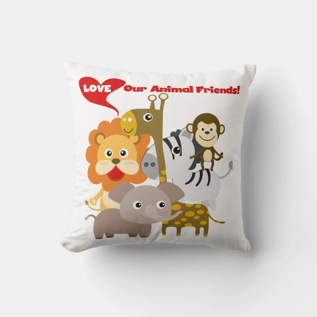 Love Our Animal Friends Throw Pillow (Front)