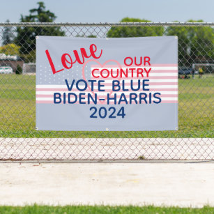 Love Our Country Vote Blue Biden-Harris 2024 Banner