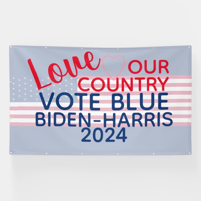 Love Our Country Vote Blue Biden-Harris 2024 Banner (Horizontal)