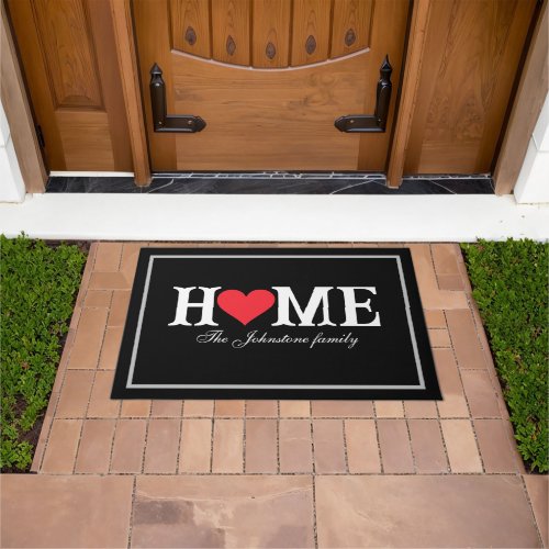 Love Our Home Script Name Modern Cool Outdoor Doormat