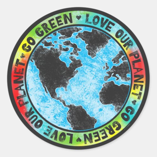 Love Our Planet Go Green Classic Round Sticker