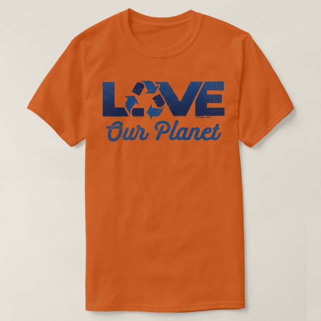 Love Our Planet Reuse Recycle in Navy Blue T-Shirt (Design Front)