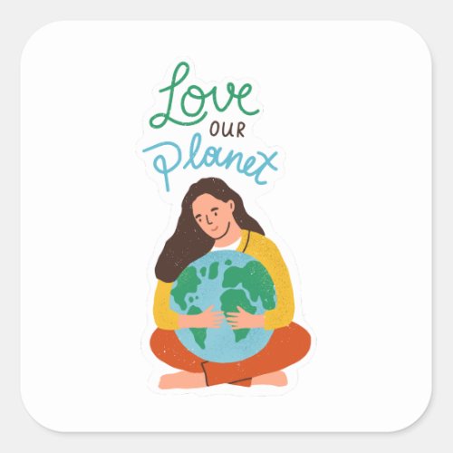 Love our planet square sticker