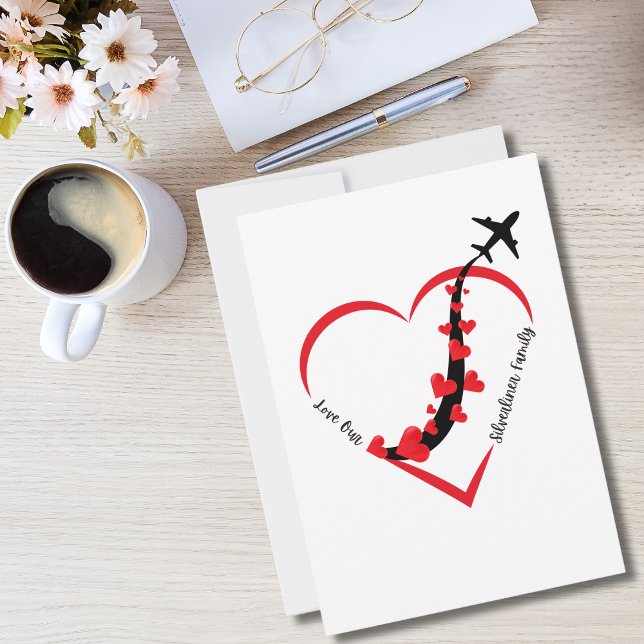 Love Our Silverliner Family Airplane Hearts Simple Holiday Card (Creator Uploaded)