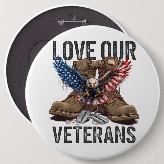 Love Our Veterans Button (Front & Back)