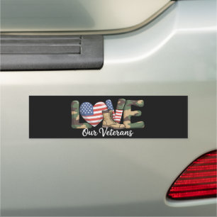 Love Our Veterans Day Proud Military American Flag Car Magnet