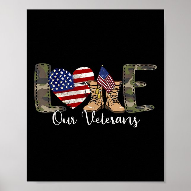 Love Our Veterans Day Proud Military American Poster (Front)