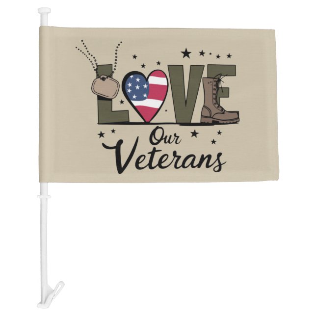 Love Our Veterans Day Proud Military Veteran Day  Car Flag (Front)