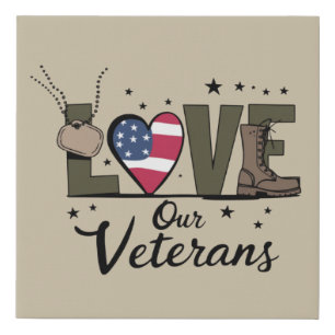 Love Our Veterans Day Proud Military Veteran Day Faux Canvas Print