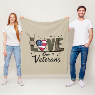 Love Our Veterans Day Proud Military Veteran Day  Fleece Blanket