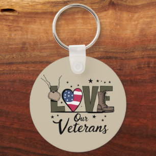 Love Our Veterans Day Proud Military Veteran Day Keychain