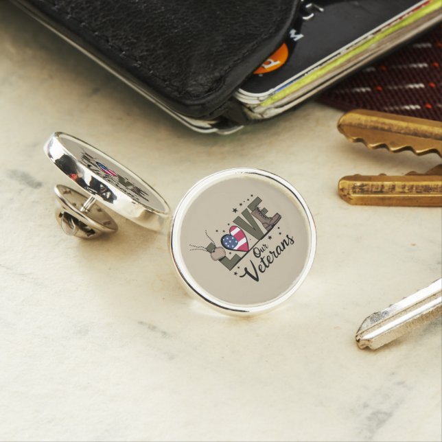 Love Our Veterans Day Proud Military Veteran Day  Lapel Pin (In Situ)