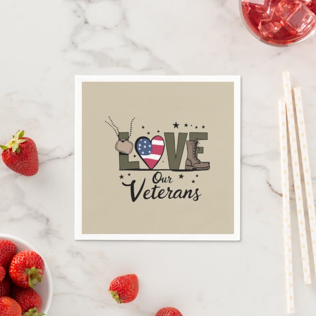 Love Our Veterans Day Proud Military Veteran Day  Napkins (Insitu)