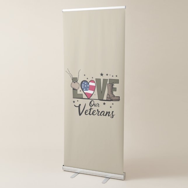 Love Our Veterans Day Proud Military Veteran Day  Retractable Banner (3/4)