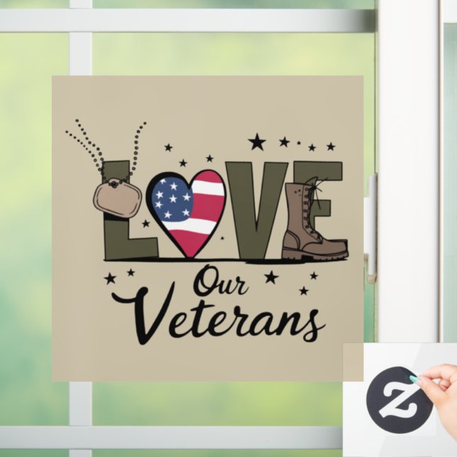 Love Our Veterans Day Proud Military Veteran Day  Window Cling (Home)