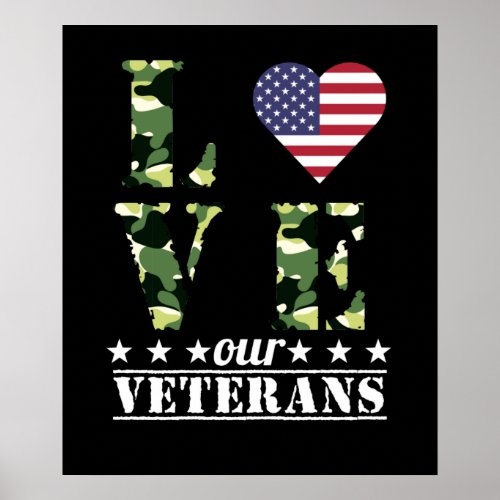 Love Our Veterans Happy Veteran Day Support Poster