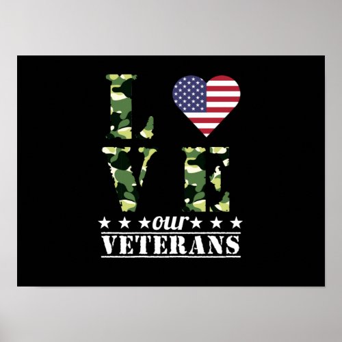 Love Our Veterans Happy Veteran Day Support Poster