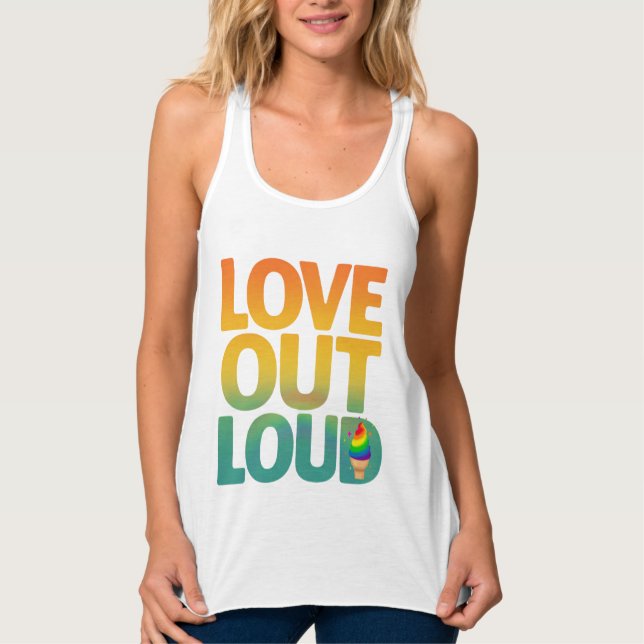 Love Out Loud Retro Pride Typography Design Tank Top (Front)