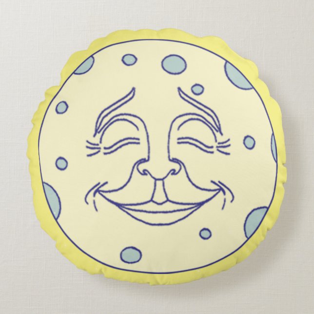 "Love Outshines the Moon" - Round Pillow (Front)