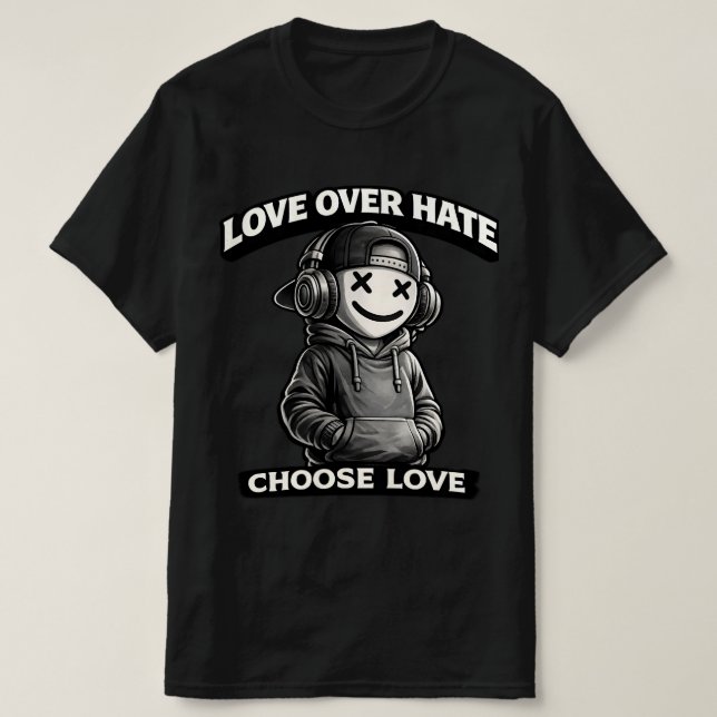 Love Over Hate Urban Icon Smiling X-Eyes Urban  T-Shirt (Design Front)