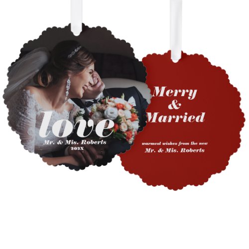 Love Overlay Custom Photo &amp; Names  Ornament Card