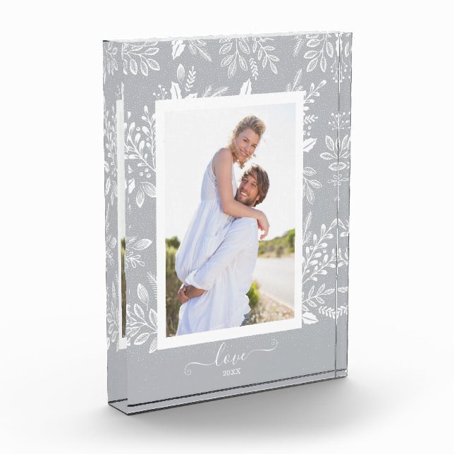 LOVE Overlay Elegant White Botanicals Photo Block (Left)