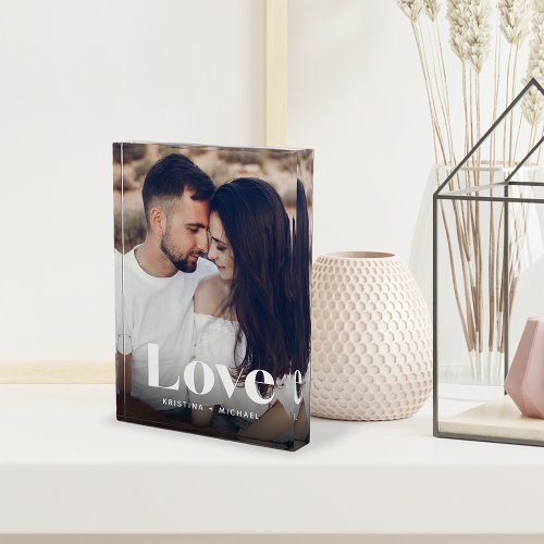 Love Overlay Personalized Couples Photo Block