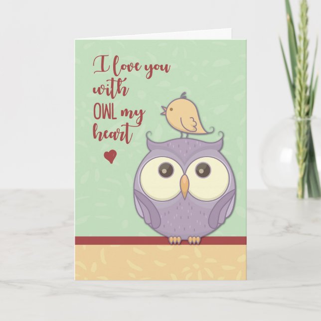 Love Owl on Valentines Day Holiday Card (Front)