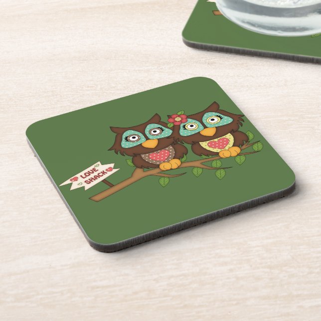 Love Owls design Gifts Beverage Coaster (Left Side)