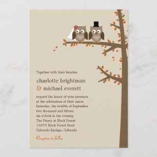 Love Owls Fall Wedding Invitation