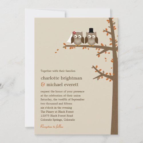 Love Owls Fall Wedding Invitation
