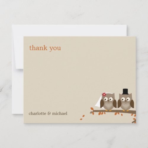 Love Owls Fall Wedding Thank You Cards