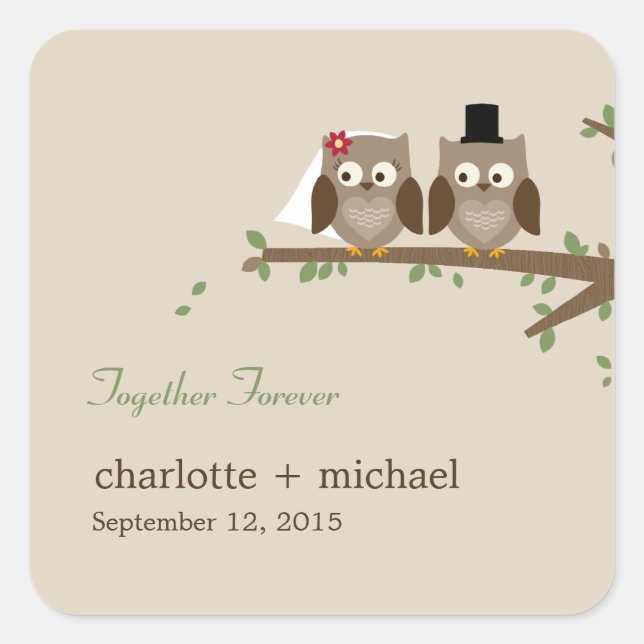 Love Owls Favor Sticker (Front)