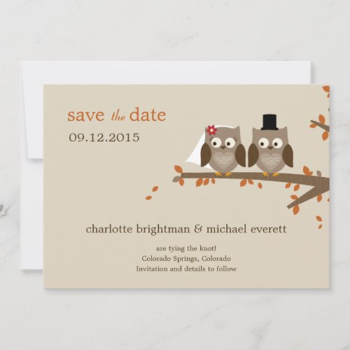 Love Owls Save The Date - Orange