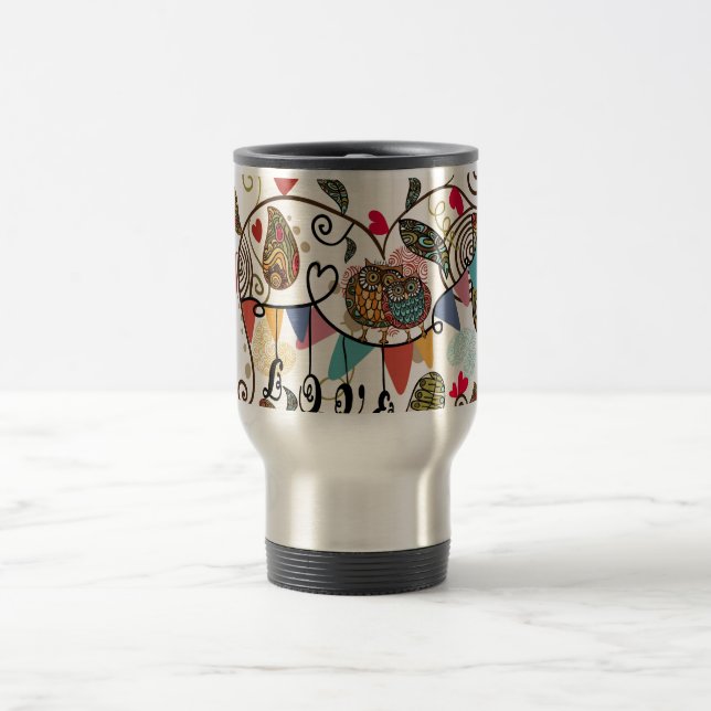 Love Owls Valentines Travel Mug (Center)