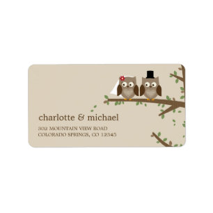 Love Owls Wedding Address Labels