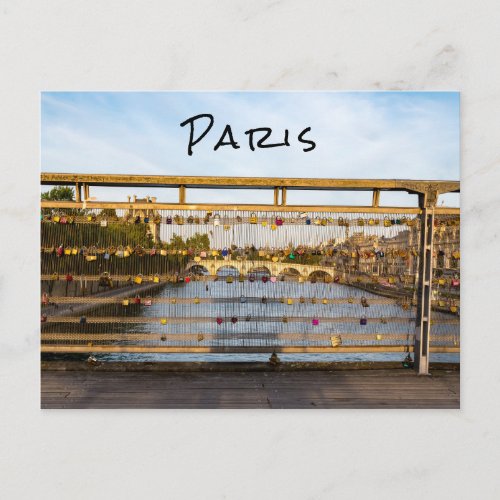 Love padlocks on a bridge in Paris Postcard