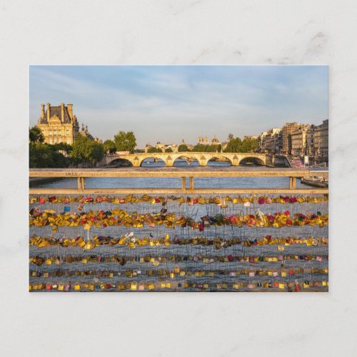 Love padlocks on the bridge Pont de Solferino _ Pa Postcard