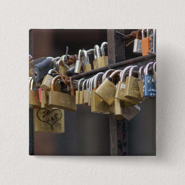 Love Padlocks, Prague Pinback Button (Front)